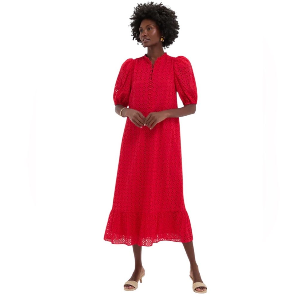 Tuckernuck Tryall Midi Dress. Red eyelet. M. NWT.